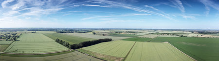 Panoramic UK Bird eye view of english countryside in Norfolkの写真素材