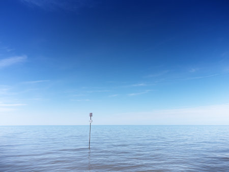 Seascape in Hunstanton looking west across the open seaの写真素材