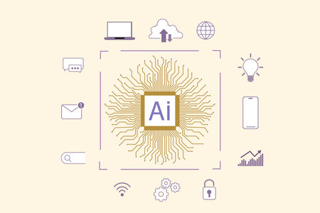 AI Technology and icon Technology set, Artificial Intelligence, Machine learning, data online network, global connection for providing access to information. vcetor illustration.のイラスト素材