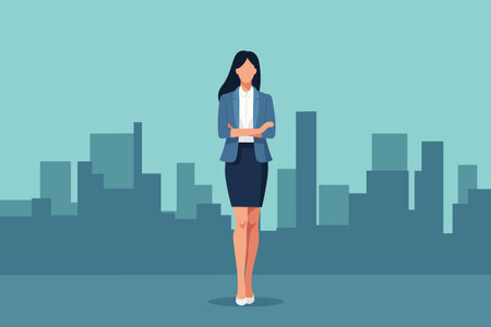 successful business woman, concept of leader, female boss,Leadership, courage, power Flat vector character illustration.のイラスト素材