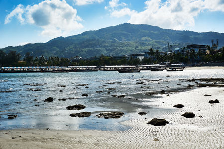 Beautiful landscape Patong Beach . sky sunny at the summer, famous attractions in Phuket island of Thailand travel vaccationの写真素材