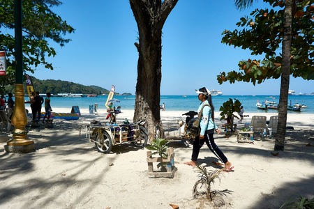 Beautiful landscape Patong Beach . sky sunny at the summer, famous attractions in Phuket island of Thailandのeditorial素材