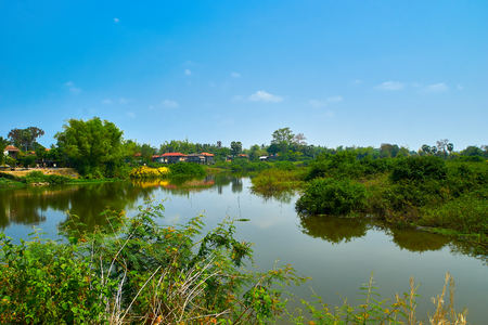 Next to Mekong River at the Mekong Discovery Trail in Kratie, Cambodiaの写真素材