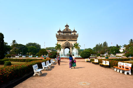 Patuxai Victory Monument The One Attractive Landmark of Vientiane City of Laos.のeditorial素材