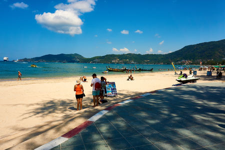 Beautiful landscape Patong Beach . sky sunny at the summer, famous attractions in Phuket island of Thailandのeditorial素材