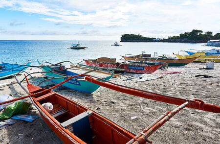 Malapascua, Philippines, 2019. July. 15 : Boat at beautiful beach in Malapascua. Philippines