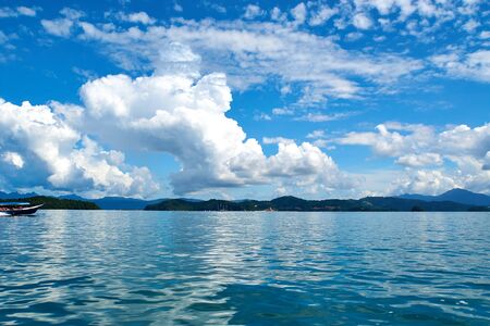 LANGKAWI, MALAYSIA - OCTOBER 13.2019: Boat on ocean at island hopping, diving and snorkeling in Malaysiaのeditorial素材