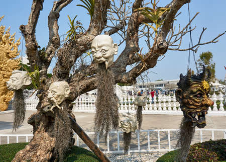 Chiang Rai, Thailand - February.10.2020: White Temple / Rong Khun temple, Chiang Rai province,...