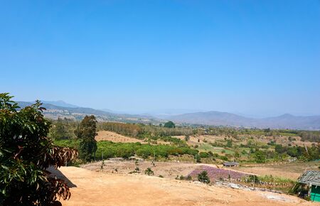 Summer landscape mountains and blue sky at pai ,MaeHongSon Thailand.の写真素材