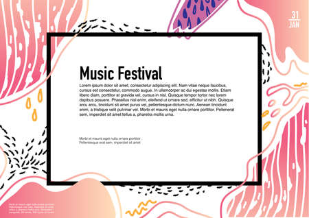 Music festival poster free hand style  abstract background Vector illustration.のイラスト素材