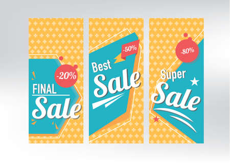 Sale Banner 3 style poster design template, vector illustrationのイラスト素材