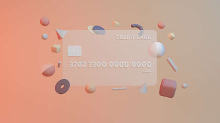 Debit or credit Card money coins isometric 3d rendering. geometric compoaitionの写真素材