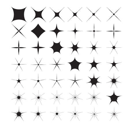 Sparkling stars shape vector symbols isolated outline flat styleのイラスト素材