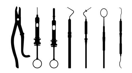 Silhouette medical equipment, Dentistry, Dental,drug, medicine, pill vector illustation&#xD;&#xA;のイラスト素材
