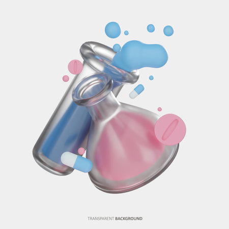Laboratory Flask 3D illustrationの写真素材