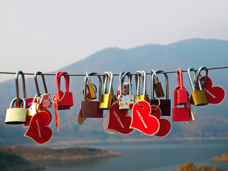 Love Locks Hanging Over the Bridge