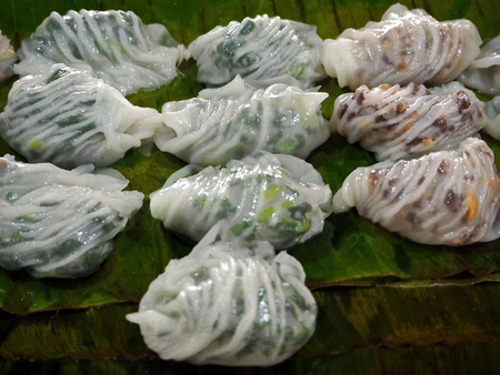 Traditional Thai Dessert - Steamed Rice Skin Dumplingsの写真素材