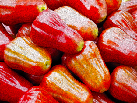 Textured Red Rose Apples Oil Paintingの写真素材