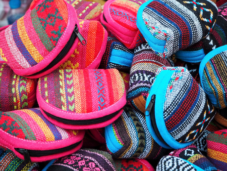 Handmade Colorful Fabric Coin Pouch Pursesの写真素材