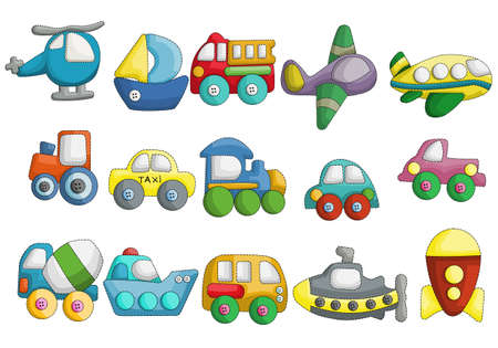 Vehicles Cartoon Design Vector Set.のイラスト素材