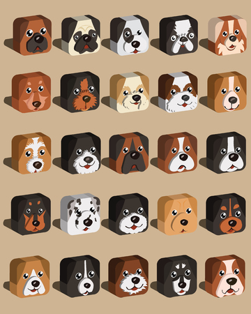 Dog Head Cube Isometric Vectorのイラスト素材