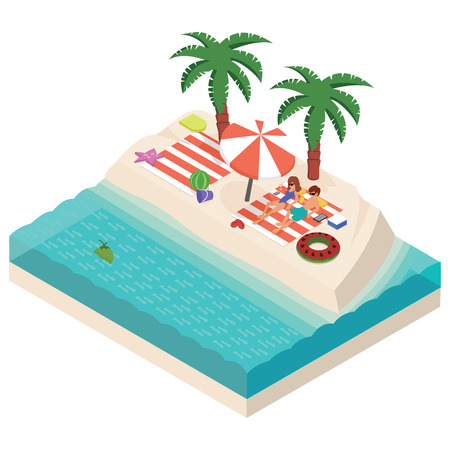 Isometric Beach Vectorのイラスト素材