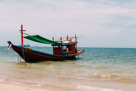 Squid fishing boats at the beachの写真素材