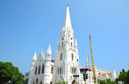 San Thome church in Chennai City. Built by the portuguese in the 16th century.の写真素材