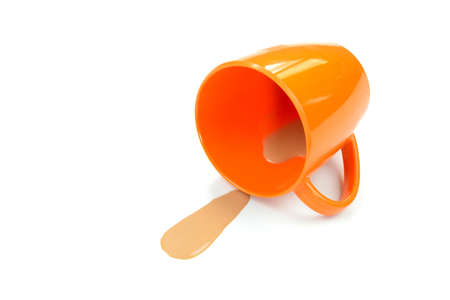 Spilled coffee on an office deskの写真素材