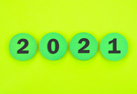 New Year 2021 on green background