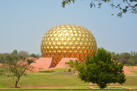 Golden sphere in Kolkata, India. Kolkata is the capital and largest city of the state of West...