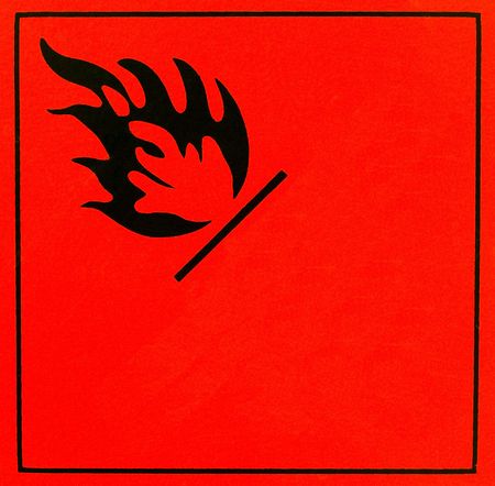 An orange flammable warning signの写真素材