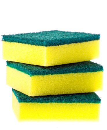 Stack of colorful scrubber pads or scourersの写真素材