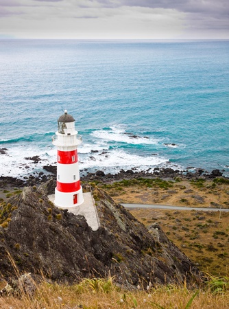 Beautiful lighthouse at Cape Palliser, North Island, New Zealandの写真素材