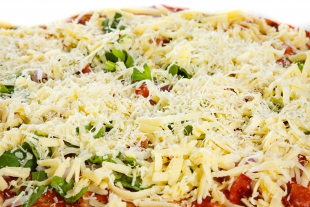 Close-up of delicious homemade pizza ready to go in the oven の写真素材