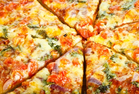 Close-up of delicious homemade pizza の写真素材
