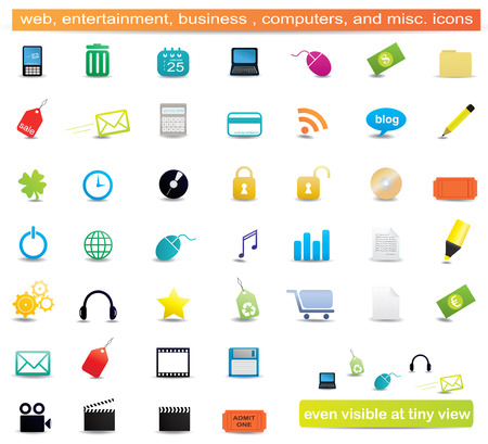 Web, business, entertainment, education, computers, environment and misc. iconsのイラスト素材
