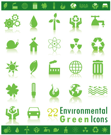 Set of 22 green environmental iconsのイラスト素材