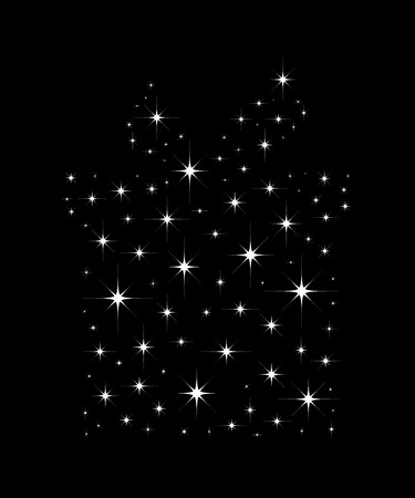 Shimmering bright stars in a shape of Christmas gift boxのイラスト素材