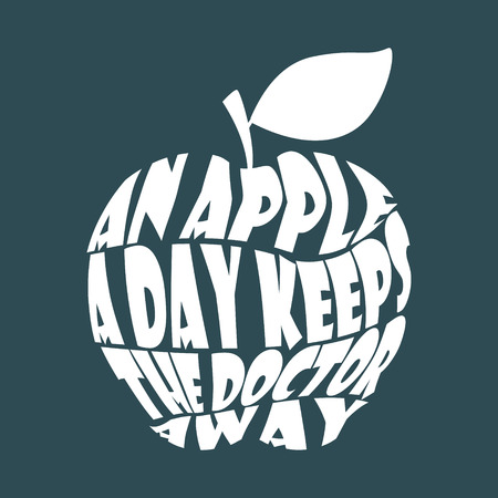 Apple word collage An apple a day keeps the doctor awayのイラスト素材