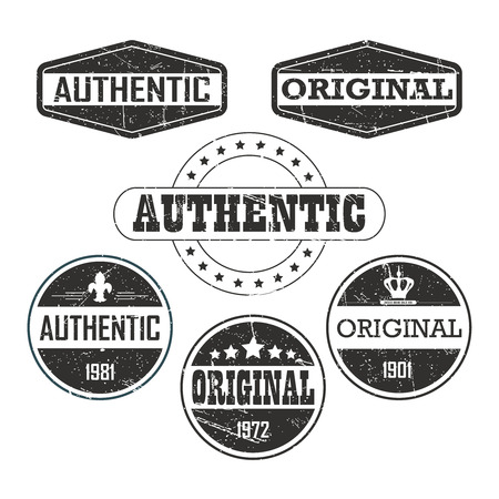 Vintage grunge stamps - set of authentic and original vintage stamps isolated on white backgroundのイラスト素材