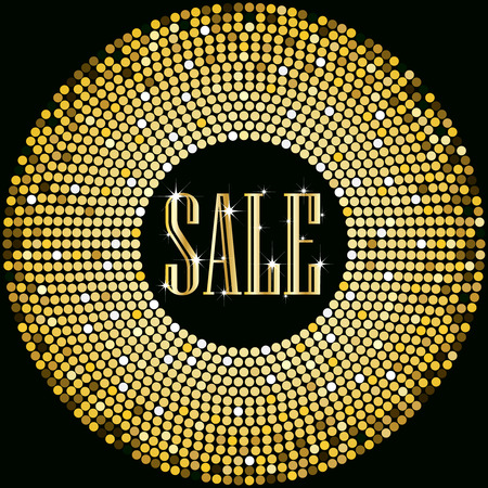Golden Sale text promotion on glowing balls border designのイラスト素材