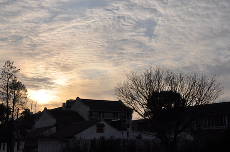 sunset view at countrysideの写真素材
