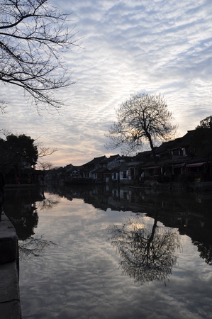 Xitang sunset sceneryのeditorial素材