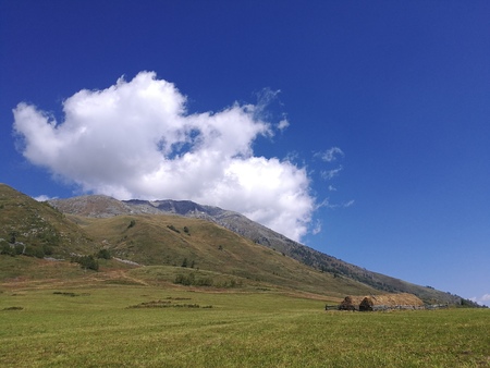 Blue sky and white clouds natural sceneryの写真素材