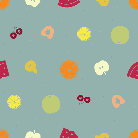 Various fruits vector seamless backgroundのイラスト素材