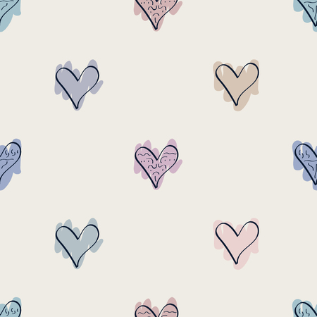 Hand drawn hearts - vector backgroundのイラスト素材