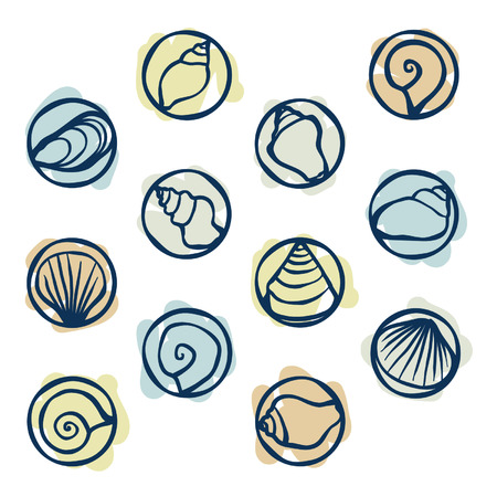 Set of seashell stampsのイラスト素材