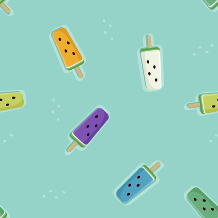 Colorful watermelon ice pops - vector backgroundのイラスト素材