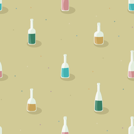 Bottles filled with various liquids - vector backgroundのイラスト素材